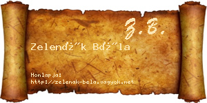 Zelenák Béla névjegykártya